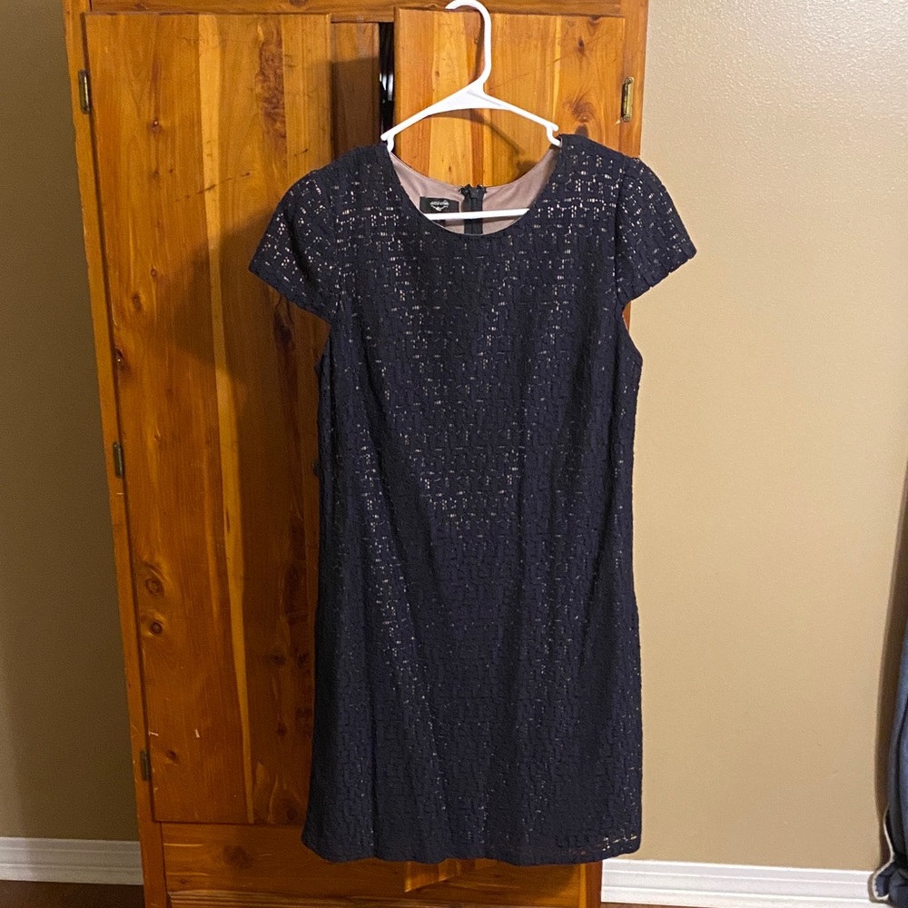 Suzi Chin Navy Textured Midi Dress